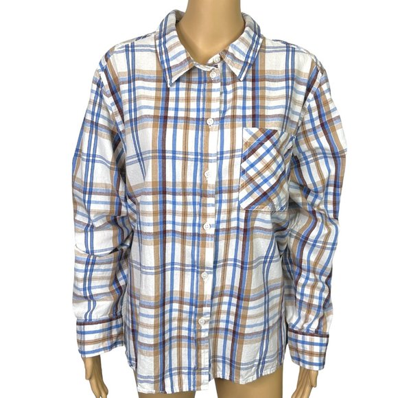 Time And Tru Womens XXL 20 Long Sleeve Button Up Flannel Plaid Shirt Blouse‎ - Picture 12 of 12